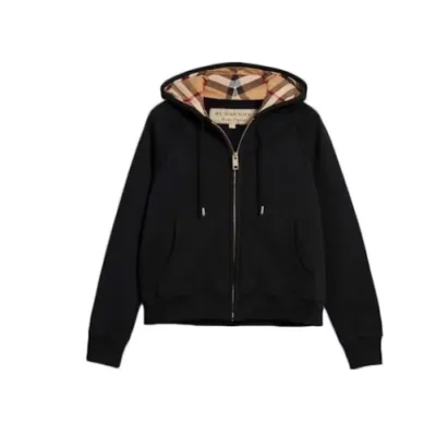 Burberry Zip Up Hoodie With Check Hood 01