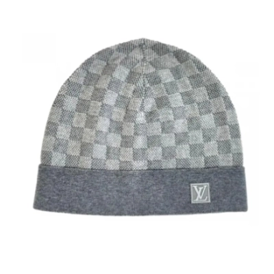 Louis Vuitton Wool Hat Beanie Grey 01