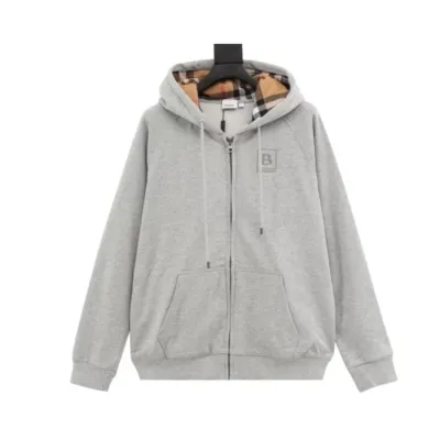 Burberry men's Letter Graphic Cotton Blend Zip Hoodie 01