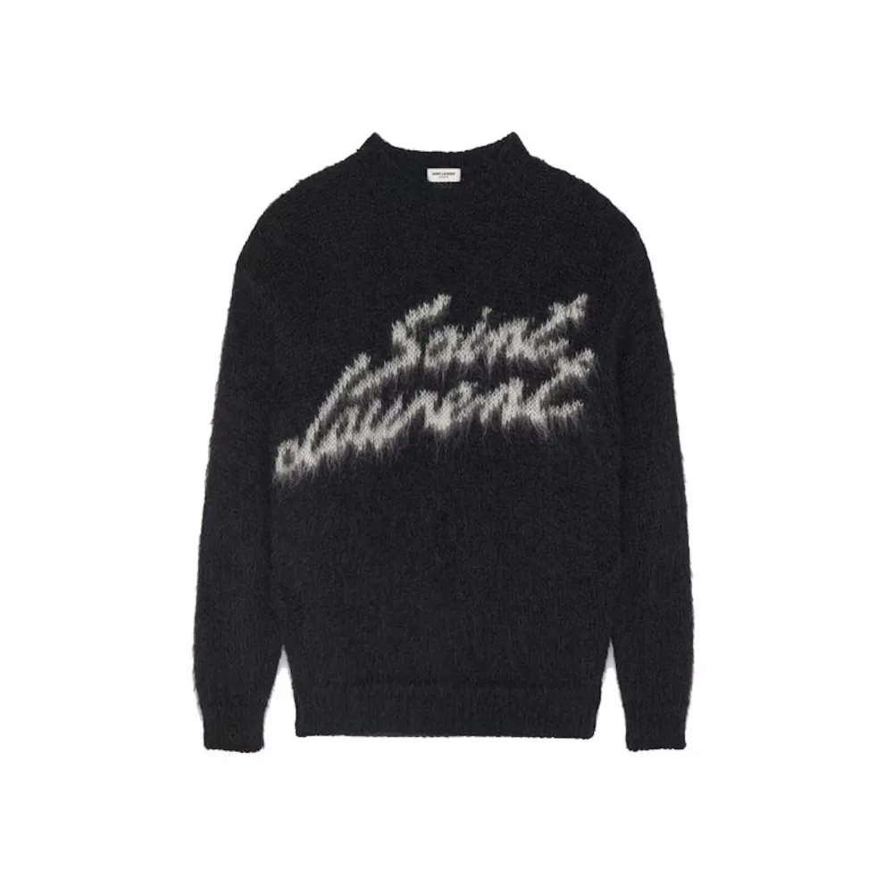 Saint Laurent 90S Sweater In Mohair Black White 