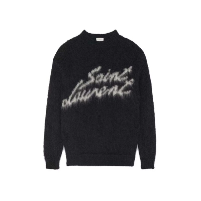 Saint Laurent 90S Sweater In Mohair Black White  01