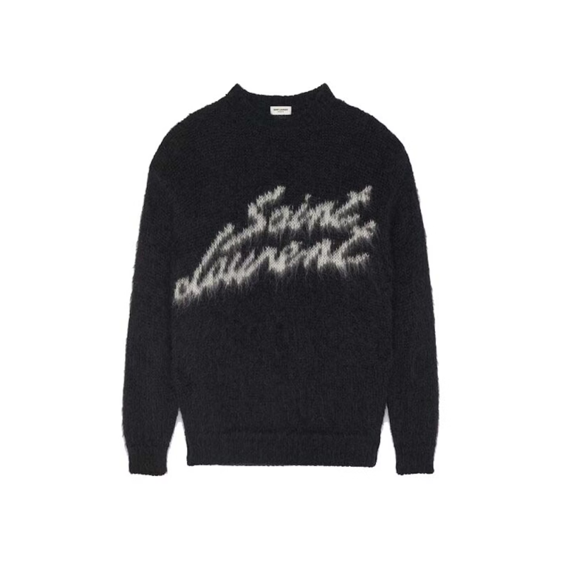 Saint Laurent 90S Sweater In Mohair Black White 