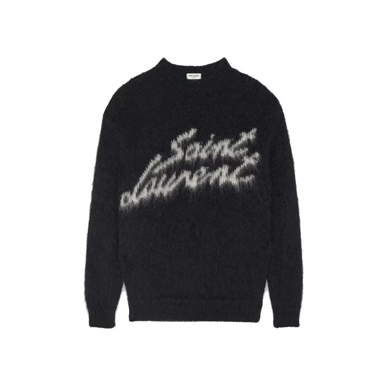 Saint Laurent 90S Sweater In Mohair Black White 