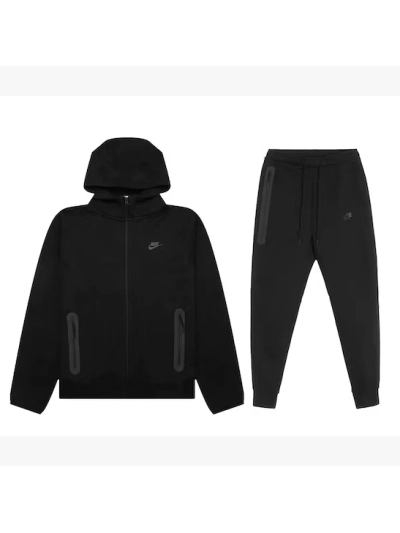 Nike Sportswear Tech Fleece Hoodie & Joggers Set All Black CU4489-030 01