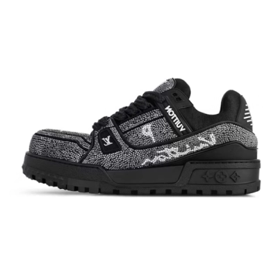 PKGoden Louis Vuitton LV Trainer Maxi Black Swarovksi Crystals 01