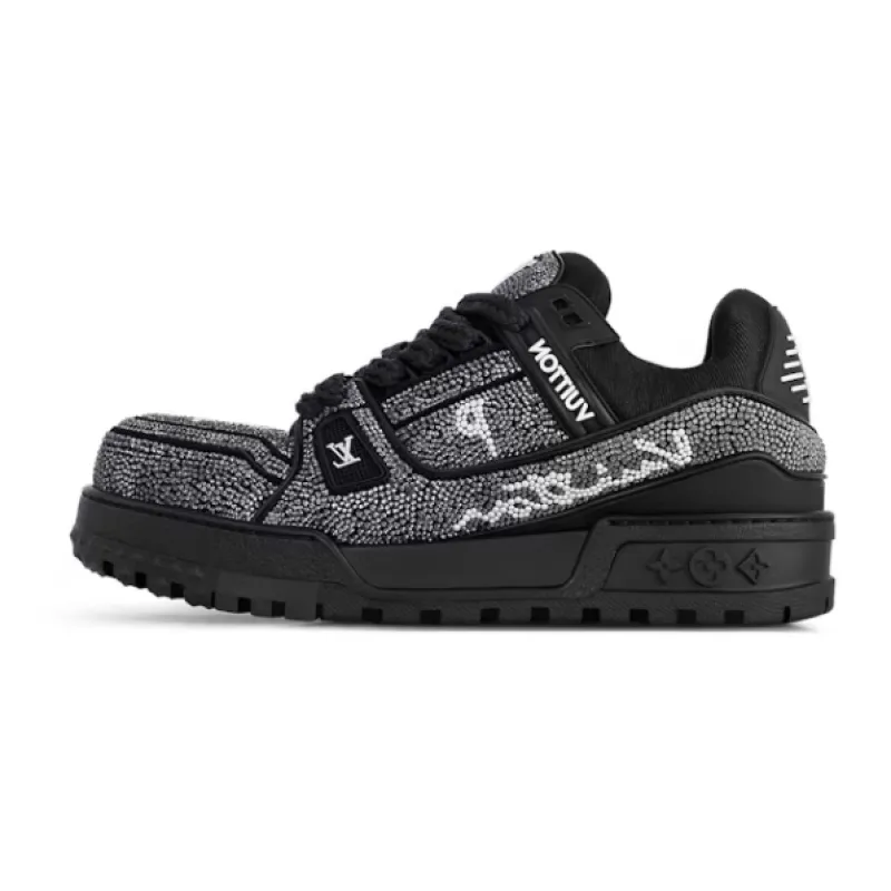 PKGoden Louis Vuitton LV Trainer Maxi Black Swarovksi Crystals