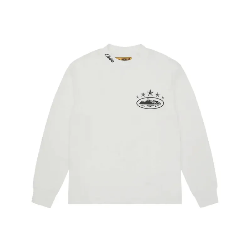 Corteiz 5 Starz Alcatraz Waffle Longsleeve White