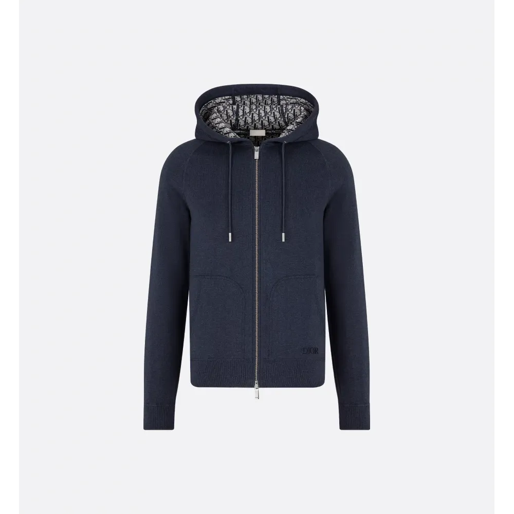 Dior Hooded Track Jacket Navy Blue 113M221AT225_C585