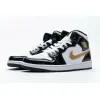 Jordan 1 Mid Patent Black White Gold 852542-007