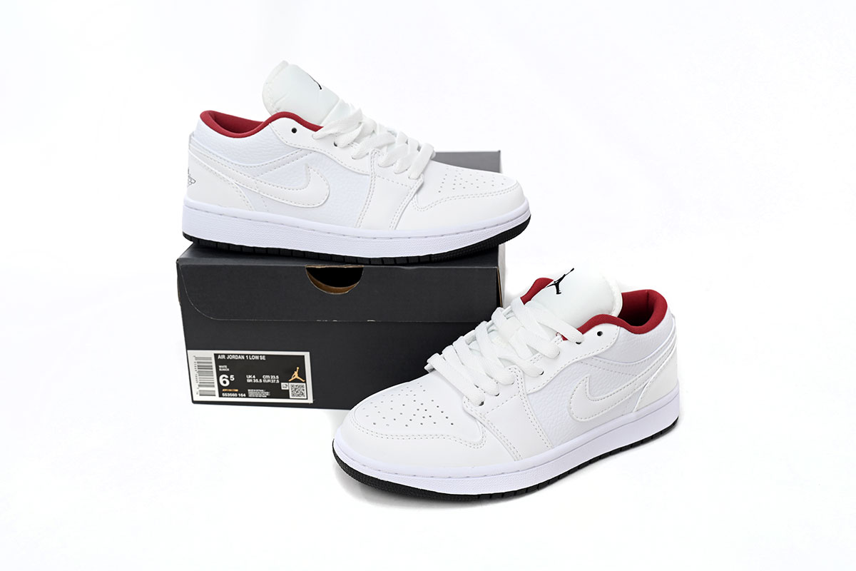 Jordan 1 Low White Gym Red Black  553560-164