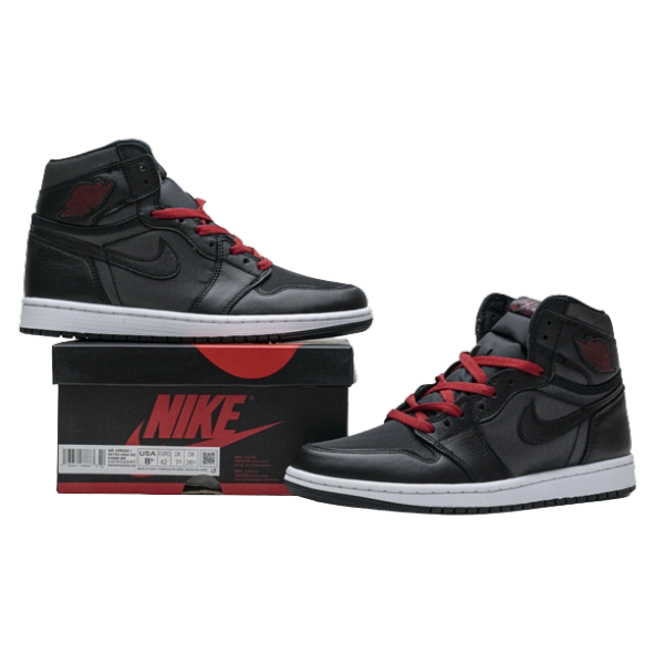 Jordan 1 Retro High Black Satin Gym Red 555088-060