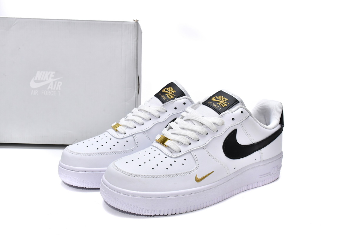 Nike Air Force 1 Low '07 Essential White Black Gold Mini Swoosh CZ0270-102