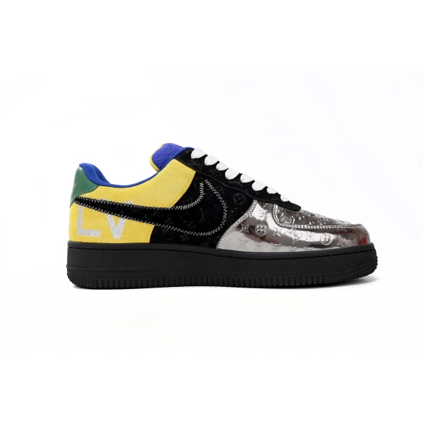 Louis Vuitton Nike Air Force 1 Low By Virgil Abloh Black Metallic Silver 1A9VCH