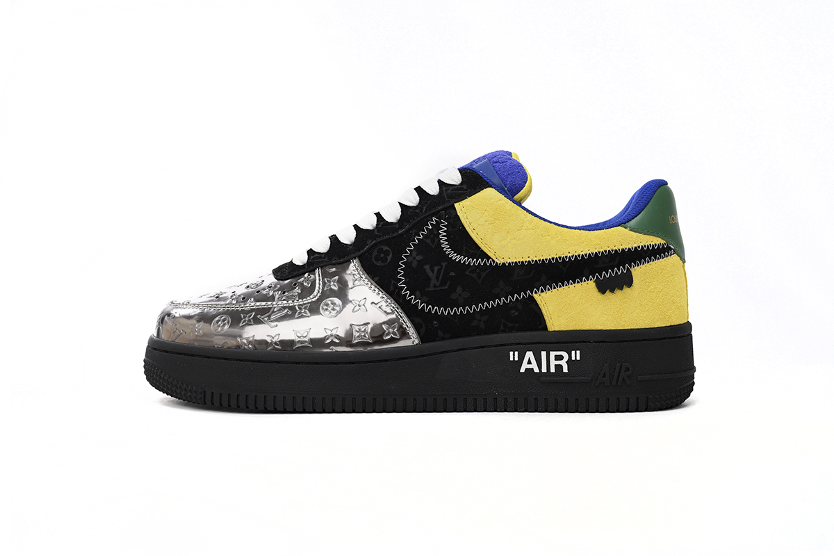 Louis Vuitton Nike Air Force 1 Low By Virgil Abloh Black Metallic Silver 1A9VCH