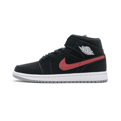 Jordan 1 Mid Multi-Color Swoosh Black 554725-065