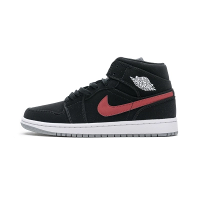 Jordan 1 Mid Multi-Color Swoosh Black 554725-065