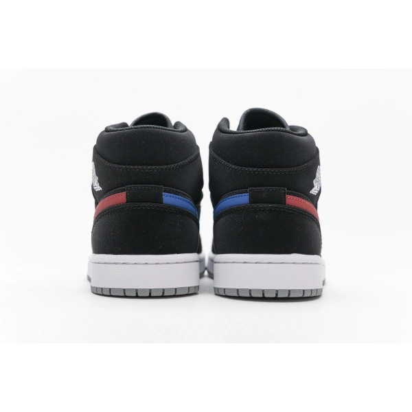 Jordan 1 Mid Multi-Color Swoosh Black 554725-065