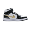 Jordan 1 Mid Patent Black White Gold 852542-007