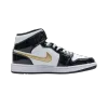 Jordan 1 Mid Patent Black White Gold 852542-007