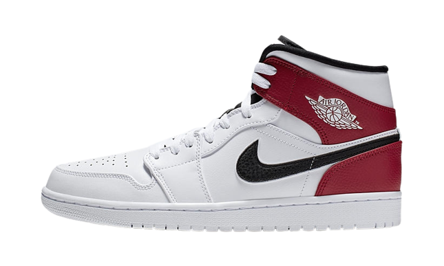 Jordan 1 Mid White Black Gym Red  554725-116 