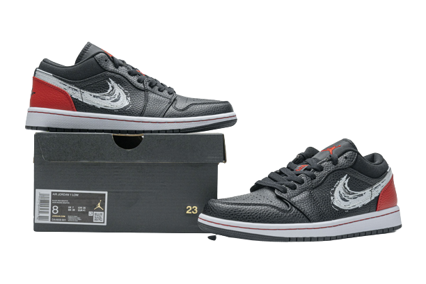 Jordan 1 Low Brushstroke Swoosh Black DA4659-001