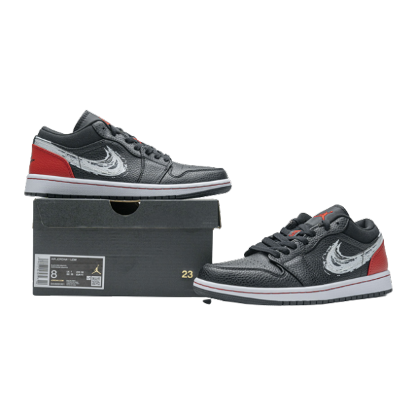 Jordan 1 Low Brushstroke Swoosh Black DA4659-001