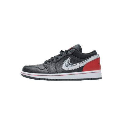Jordan 1 Low Brushstroke Swoosh Black DA4659-001