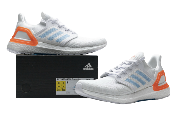 adidas Ultra Boost 20 White Sharp Blue True Orange EG0768