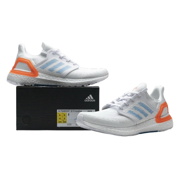 adidas Ultra Boost 20 White Sharp Blue True Orange EG0768