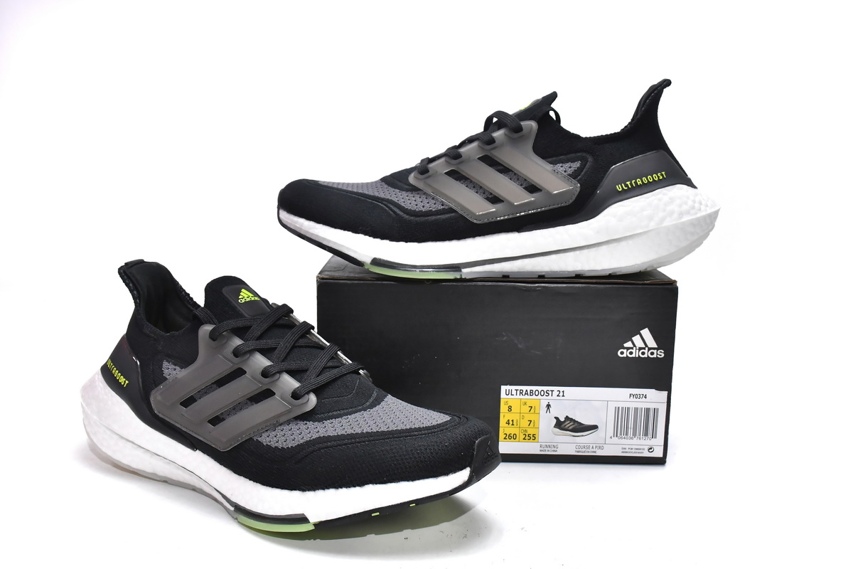 Adidas Ultra Boost 21 Black Solar FY0374