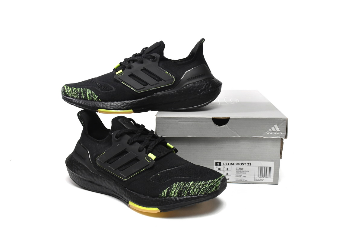 Adidas Ultra Boost 22 Black Solar Yellow GX5915