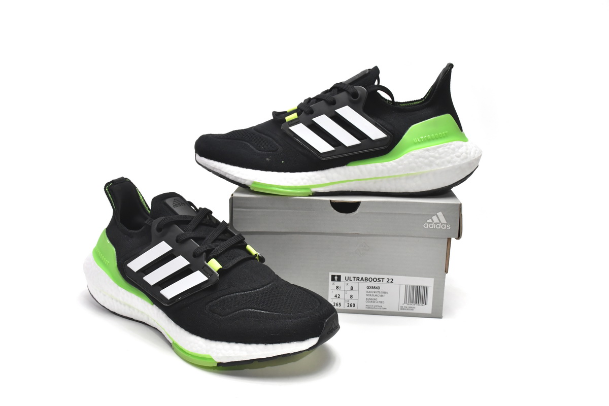 Adidas Ultra Boost 22 Core Black Solar Green  GX6640