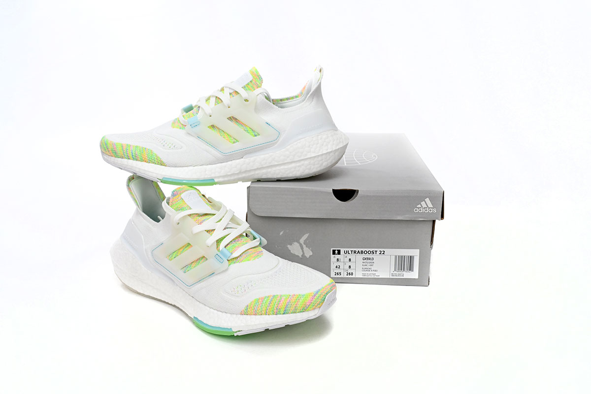 Adidas Ultra Boost 22 White Bliss Blue Solar Green GX5913