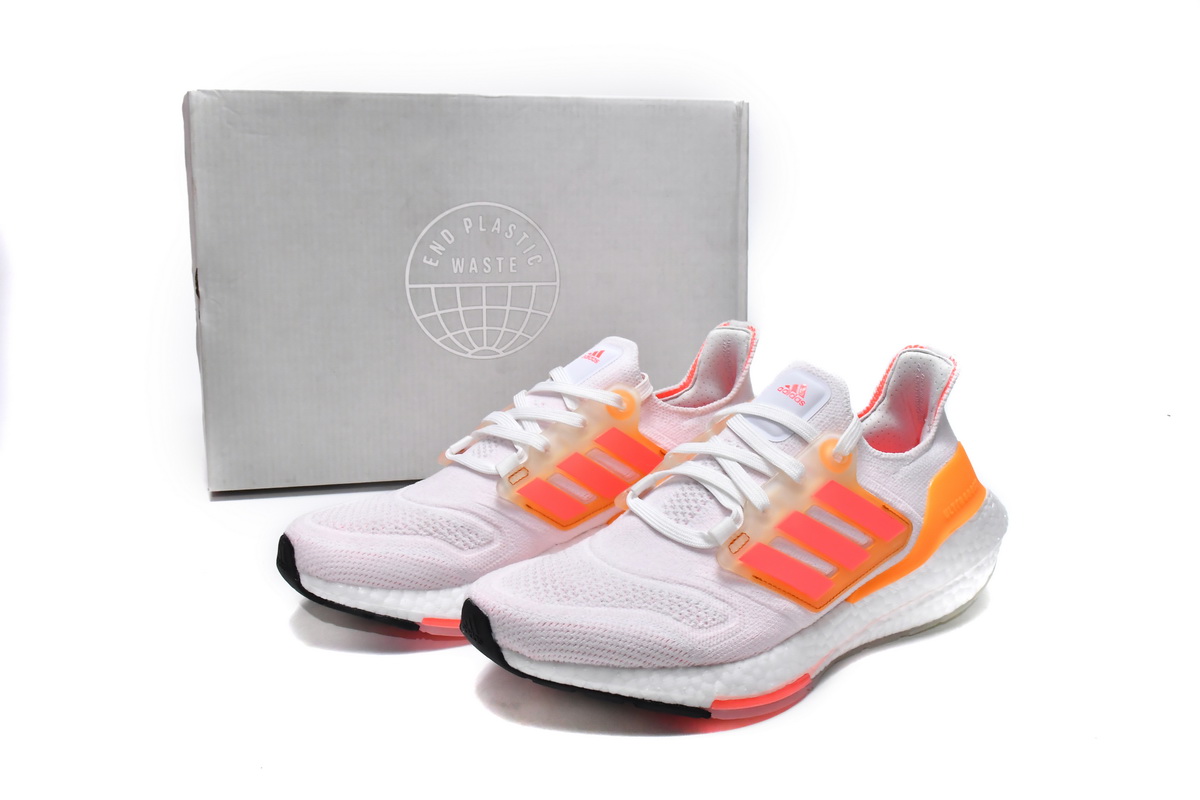 Adidas Ultra Boost 22 White Turbo Flash Orange GX5595