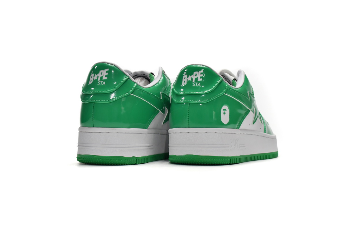 A Bathing Ape Bape Sta Patent Leather Green White 1I70-291-001/1I70-191-002