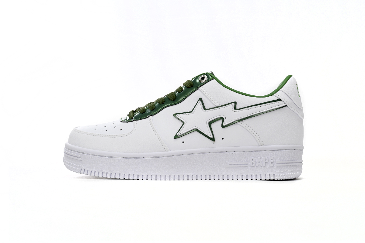 A Bathing Ape Bape Sta Patent Leather White Green 1J30-191-017/1J30-291-017