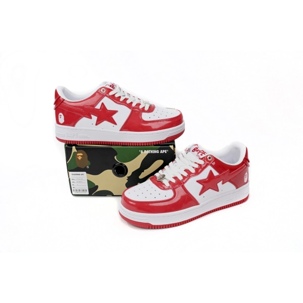A Bathing Ape Bape Sta Patent Leather White Red (2023) 1I70-291-021/1I70-191-022