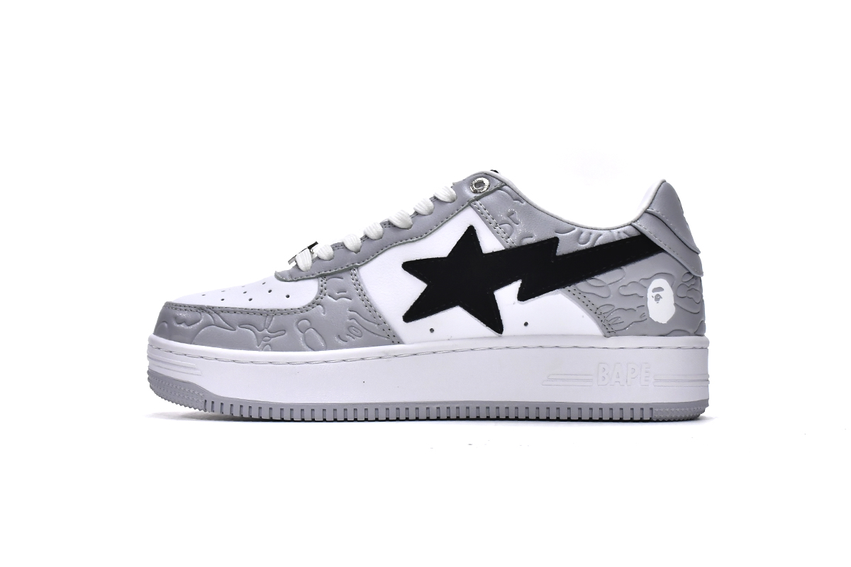A Bathing Ape Bape Sta Low Grey Black 001FWH701002_WHT_A / 1H70-291-002