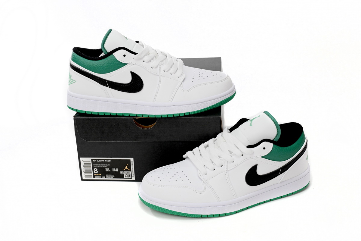Jordan 1 Low White Lucky Green Tumbled Leather  553560-129