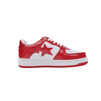 A Bathing Ape Bape Sta Patent Leather White Red (2023) 1I70-291-021/1I70-191-022