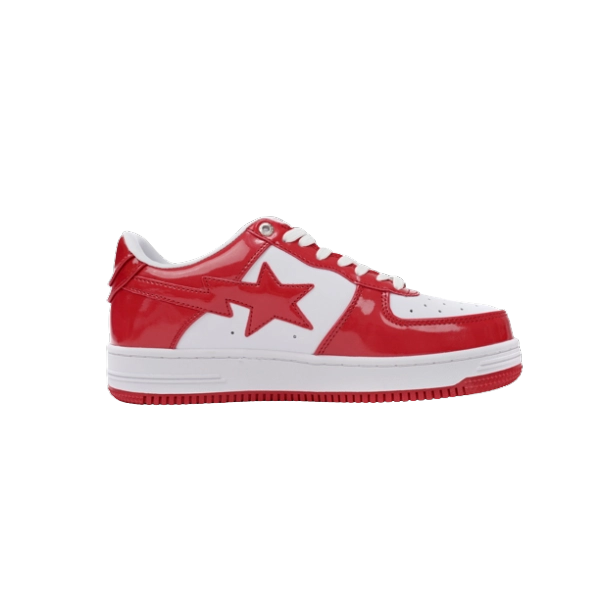 A Bathing Ape Bape Sta Patent Leather White Red (2023) 1I70-291-021/1I70-191-022