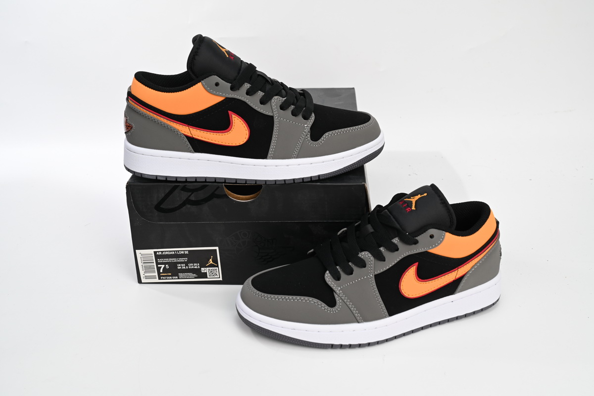 Jordan 1 Low SE Light Graphite Vivid Orange FB7308-008
