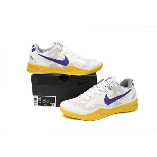 Nike Kobe 8 Low White Purple-Yellow 555035-101