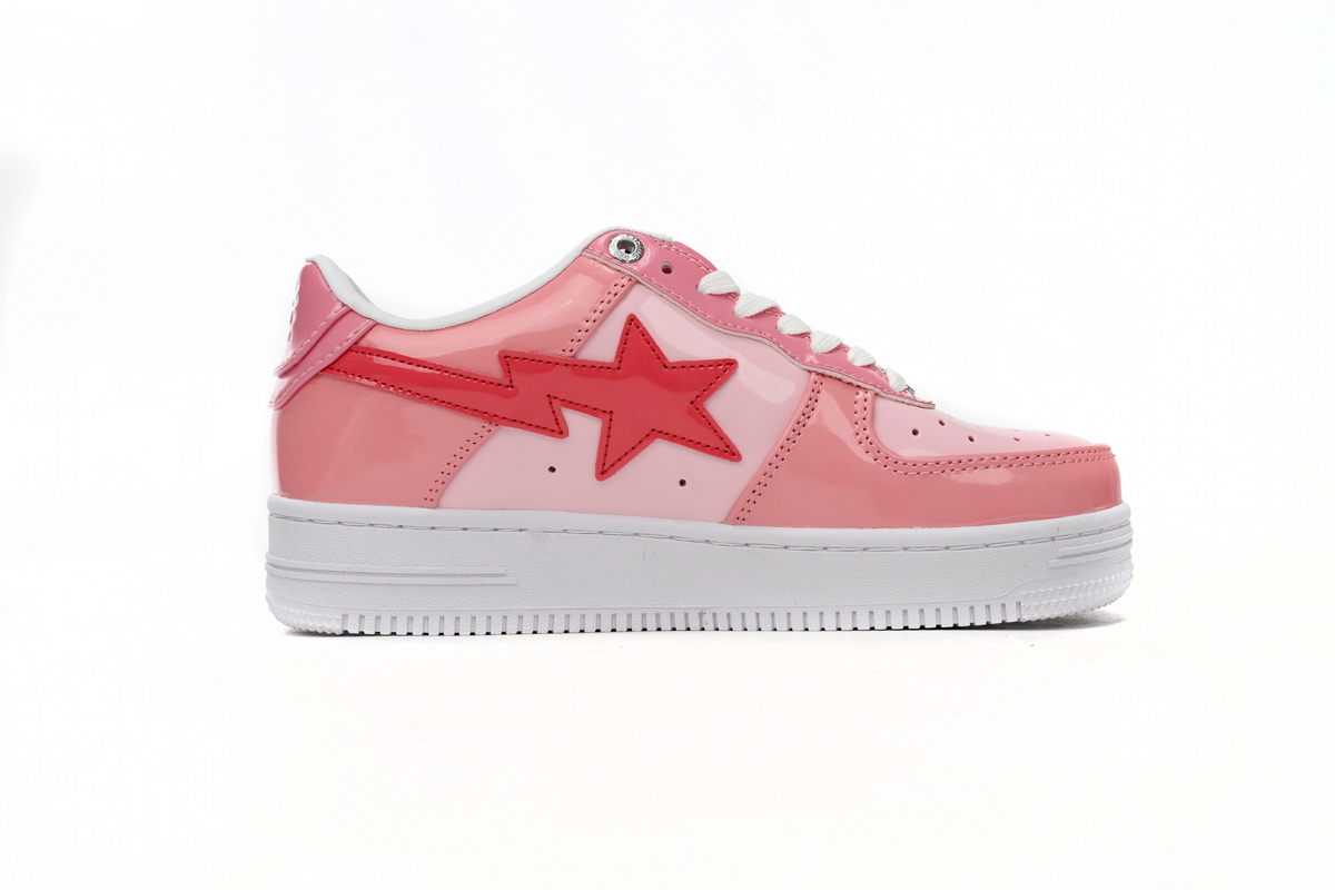 A Bathing Ape Bape Sta Low Pink Paint Leather 1H2-019-1046 