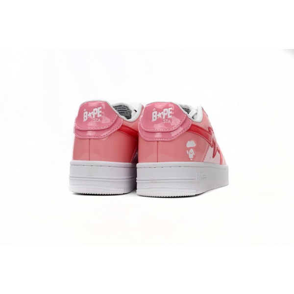 A Bathing Ape Bape Sta Low Pink Paint Leather 1H2-019-1046 