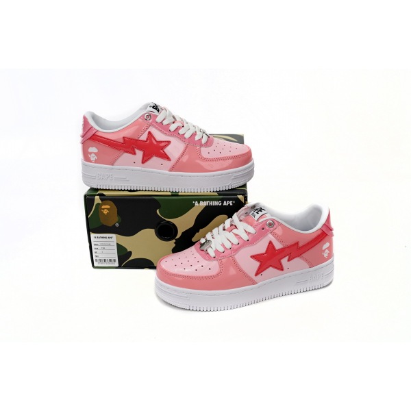 A Bathing Ape Bape Sta Low Pink Paint Leather 1H2-019-1046 
