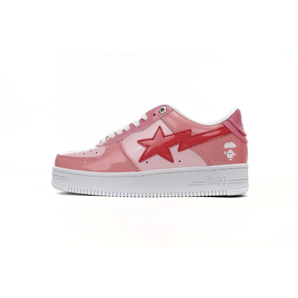 A Bathing Ape Bape Sta Low Pink Paint Leather 1H2-019-1046 