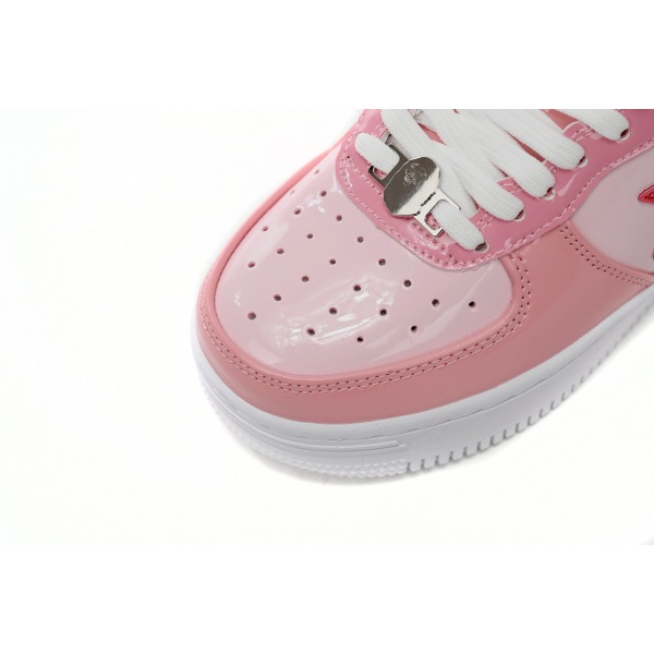 A Bathing Ape Bape Sta Low Pink Paint Leather 1H2-019-1046 
