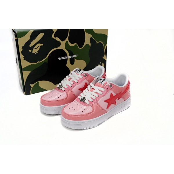 A Bathing Ape Bape Sta Low Pink Paint Leather 1H2-019-1046 