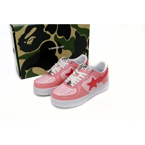 A Bathing Ape Bape Sta Low Pink Paint Leather 1H2-019-1046 